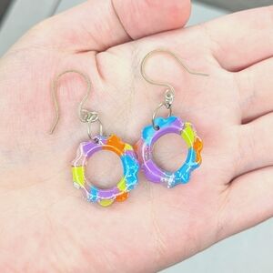 Neon Rainbow Flower Earrings